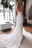 Mermaid Lace Spaghetti Straps Wedding Dresses With Train, Bridal Gown, SW623 | simple wedding dresses | cheap wedding dresses online | simidress.com