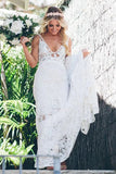 Mermaid Lace V-neck Sweep Train Wedding Dresses, Wedding Gown, SW664