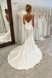 Mermaid Satin Spaghetti Straps V-neck Pleated Simple Wedding Dresses, SW631 | simple wedding gown | satin wedding dresses | cheap wedding dress online | simidress.com