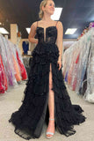 Pink Layered Tulle A-line Prom Dresses With Side Slit, Evening Dresses, SP994 | black prom dress | long prom dresses online | lace prom dress | simidress.com