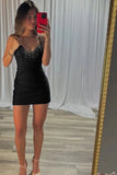 Royal Blue Satin Beaded V Neck Short Homecoming Dress, Short Party Dresses, SH660 | black homecoming dresses | beaded homecoming dresses | short prom dresses | simidress.com