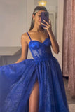 Royal Blue Tulle A-line Sweetheart Lace Appliques Long Prom Dresses, SLP001 | cheap prom dress | evening dresses | party dress | simidress.com