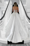Satin A Line Sweetheart Vintage Wedding Dresses With Lace Appliques, SW713 | beach wedding dress | strapless wedding dress | wedding dress stores | simidress.com