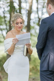 Satin Mermaid Off-the-Shoulder Forest Wedding Dresses With Bowknot, SW718 image 3
