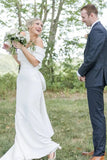 Satin Mermaid Off-the-Shoulder Forest Wedding Dresses With Bowknot, SW718