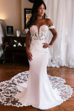 Satin Mermaid Sweetheart Chapel Train Wedding Dresses With Appliques, SW758 | wedding dress lace | new arrival wedding dress | wedding dress shops near me | simidress.com