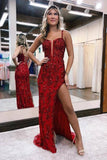 Sparkly Royal Blue Sequins Mermaid Long Prom Dresses With Slit, SLP025 | burgundy prom dresses | cheap lace prom dress | evening gown | simidress.com
