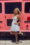 Sparkly Sequins A Line Backless Short Homecoming Dress, Graduation Dress, SH656 | white homecoming dresses | homecoming dress stores near me | short prom dress | simidress.com