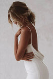 Stretch Satin Mermaid V Neck Wedding Dress With Train, Bridal Gown, SW750 | sexy wedding dress | beach wedding dress | bridal gown | simidress.com