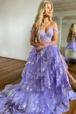 Stunning Princess Tiered A-line Long Prom Dresses With Lace Ruffles, SLP009 image 2