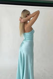 Tiffany Blue Sheath Strapless Floor Length Prom Dresses, Party Dress, SLP083 image 3