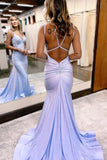 Trendy Lilac Mermaid Spaghetti Straps Beaded Prom Dresses, Party Dress, SLP111 image 3