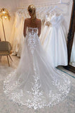Tulle A-line Off Shoulder Wedding Dress With Lace Appliques, Bridal Gown, SW640 image 2