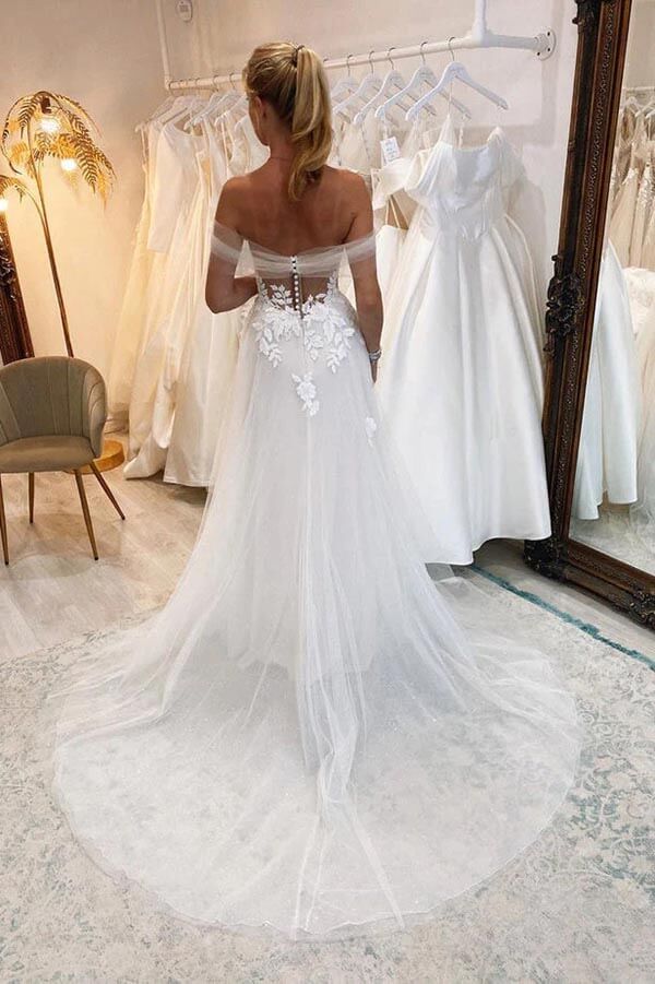 Tulle A-line Sweetheart Neck Lace Appliques Wedding Dresses, Bridal Gown, SW645 image 2