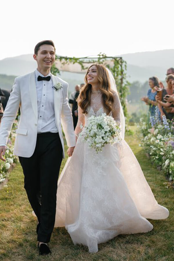 Tulle A Line Plunge Neck Lace Bridal Dresses, Beach Wedding Dresses, SW730 | cheap lace wedding dress | bridal gown | wedding dress stores | simidress.com