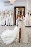 Tulle A Line Sweetheart Neck Wedding Dresses With Slit, Bridal Gown, SW761 | vintage wedding dresses | beach wedding dresses | sexy wedding dress | simidress.com