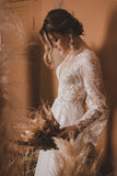 Tulle A Line V Neck Lace Top Flare Sleeves Wedding Dresses, Bridal Gown, SW744 | wedding dress shops near me | beach wedding dress | lace wedding dress | simidress.com