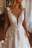 Tulle Illusion Sweetheart Neck A Line Wedding Dresses With Pockets, SW738 image 3