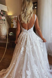 Tulle Illusion Sweetheart Neck A Line Wedding Dresses With Pockets, SW738 image 4
