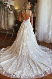 Tulle Illusion Sweetheart Neck A Line Wedding Dresses With Pockets, SW738 image 2