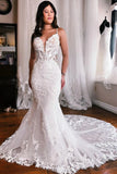 Tulle Mermaid V Neck Lace Appliques Court Train Wedding Dresses, SW742 | wedding dress shops | mermaid lace wedding dress | bridal gown | simidress.com