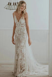 Tulle Sheath V-neck Floral Lace Rustic Wedding Dresses, Wedding Gown, SW672 | wedding dress near me | sexy wedding dress | cheap wedding dress | simidress.com