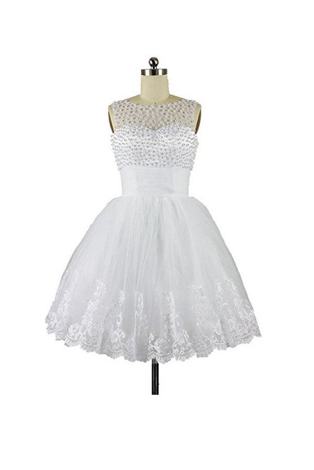 High Quality Charming Short Homecoming Dresses, White Short Prom Dresses