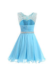 Ruched Chiffon Short Prom Dresses with Beading,Short Homecoming Dresses,SH61