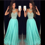 Chiffon O Neck Prom Dresses with Beading,Fashion Party Dresses,Evening Gowns,M65