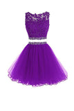 Two Pieces Homecoming Dresses, Short Prom Dresses with Appliques,SH66