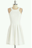 White Halter Strapless Homecoming Dress,Simple Short Prom Dress