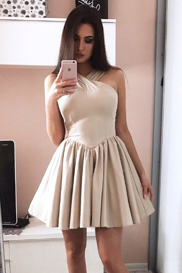 Halter X Neck Strapless Homecoming Dress,Sexy Short Prom Dress