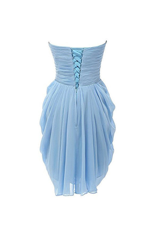 Homecoming Dresses, Strapless Chiffon Short Bridesmaid Dresses Prom Gowns, SH69