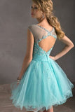 Blue Homecoming Prom Dress,Tiffany Tulle Lace Perfect homecoming prom dresses,SVD553