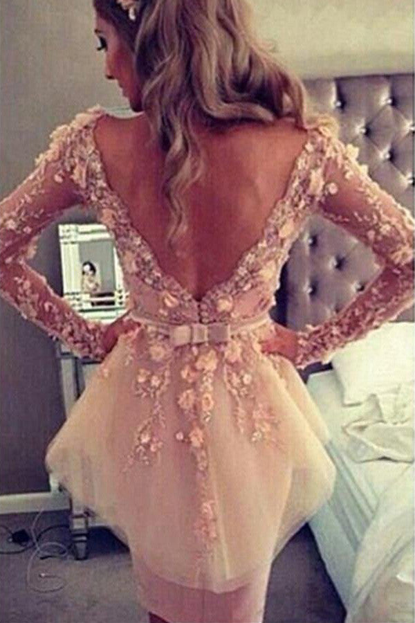 V-Neck Open Back  Formal Prom Dresses,Unique Evening Dresses,Prom Dresses Online,SVD555