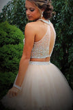 Elegant Homecoming Dresses With Beading,Two Piece Tulle Prom Dresses,SVD560