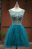 Short Prom Dresses, Tulle Scoop Neckline A Line Homecoming Dresses, SH68