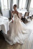 A-line Sweetheart Hand-Made Flowers Beaded Bridal Gown, Wedding Dresses, SW464