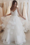 Lace Appliqued Bridal Gown,Ivory Organza Backless See-through Wedding Dress, SW24