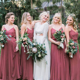 Find Charming Dusty Rose Chiffon A-line Spaghetti Straps Bridesmaid Dresses, BD098 at www.simidress.com