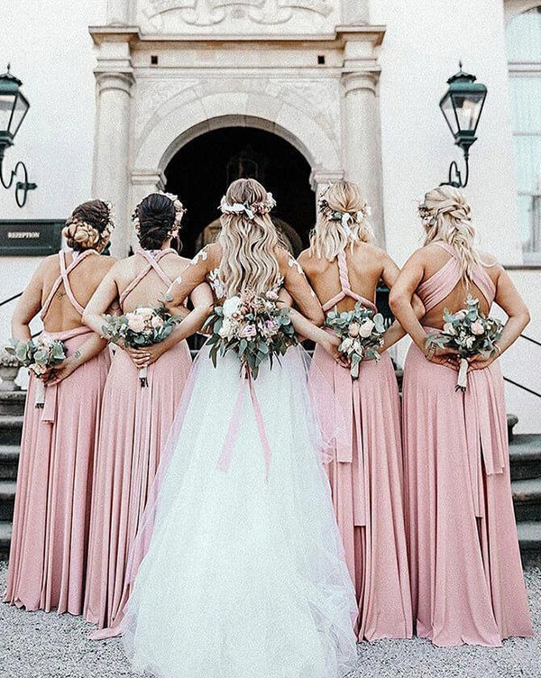 A-line Blush Pink Mismatched Long Bridesmaid Dress, BD101 | Simidress A-line Blush Pink Mismatched Long Bridesmaid Dress, BD101 | Simidress
