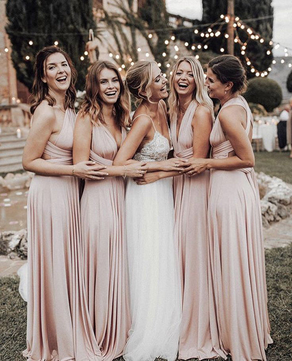 A-line Blush Pink Mismatched Long Bridesmaid Dress, BD101 | Simidress A-line Blush Pink Mismatched Long Bridesmaid Dress, BD101 | Simidress