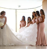 Blush Pink Mermaid Sweetheart Bridesmaid Dresses, Wedding Guest Gown, BD102 | bridesmaid dresses | plus size bridesmaid dresses | cheap bridesmaid dresses | simple bridesmaid dresses | Simidress