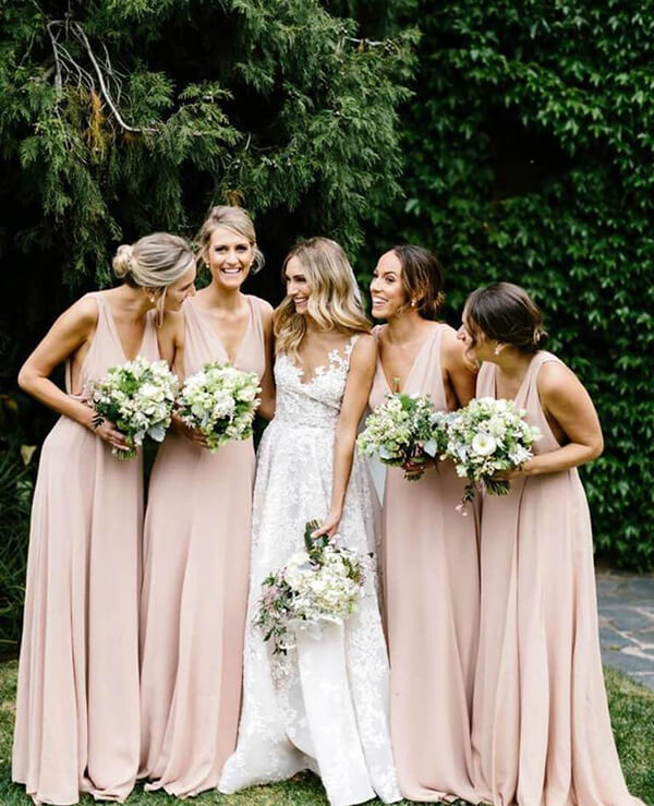 Light Pink Chiffon A-line V-neck Bridesmaid Dresses, BD106 | Simidress Light Pink Chiffon A-line V-neck Bridesmaid Dresses, BD106 | Simidress