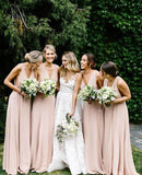 Simple Light Pink Chiffon A-line V-neck Long Bridesmaid Dresses, BD106 | bridesmaid dresses | wedding party dresses | weddings | Simidress