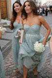 Grey Tulle Strapless Bridesmaid Dresses, Formal Dress With Rhinestone, BD112