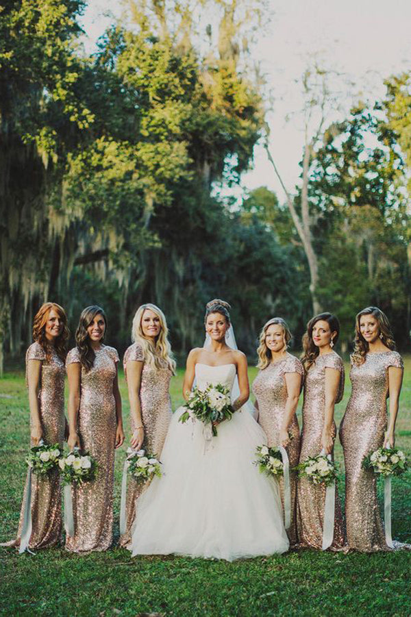Gold Sequin Mermaid Long Rose Bridesmaid Dress,Maid of honor Dresses Simidress Gold Sequin Mermaid Long Rose Bridesmaid Dress,Maid of honor Dresses Simidress