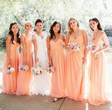 Blush Pink Chiffon A-line Bridesmaid Dresses,Long Bridesmaid Dresses, BD59