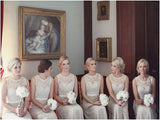 Lace Chiffon A-line Scoop Neck Ribbons Open Back Bridesmaid Dresses, BD63