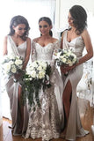Newest Design Soft Satin Side Slit Special Long Bridesmaid Dresses, BD66